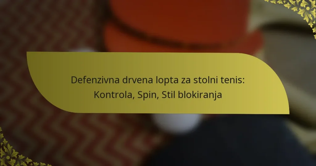 Defenzivna drvena lopta za stolni tenis: Kontrola, Spin, Stil blokiranja