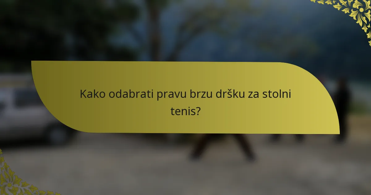 Kako odabrati pravu brzu dršku za stolni tenis?