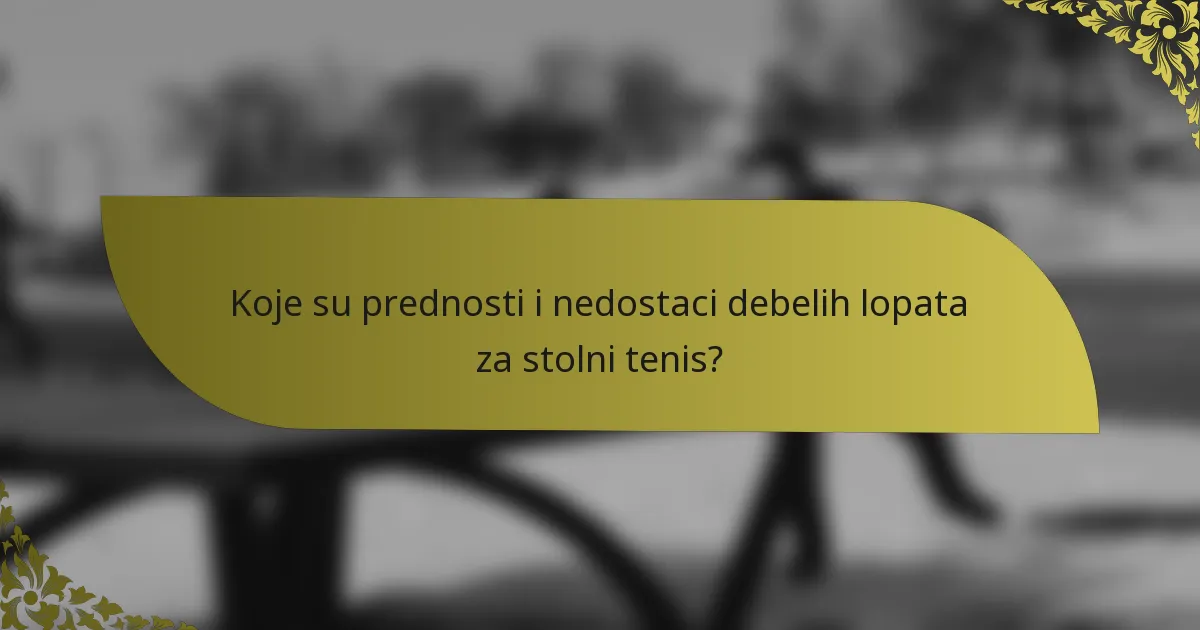 Koje su prednosti i nedostaci debelih lopata za stolni tenis?